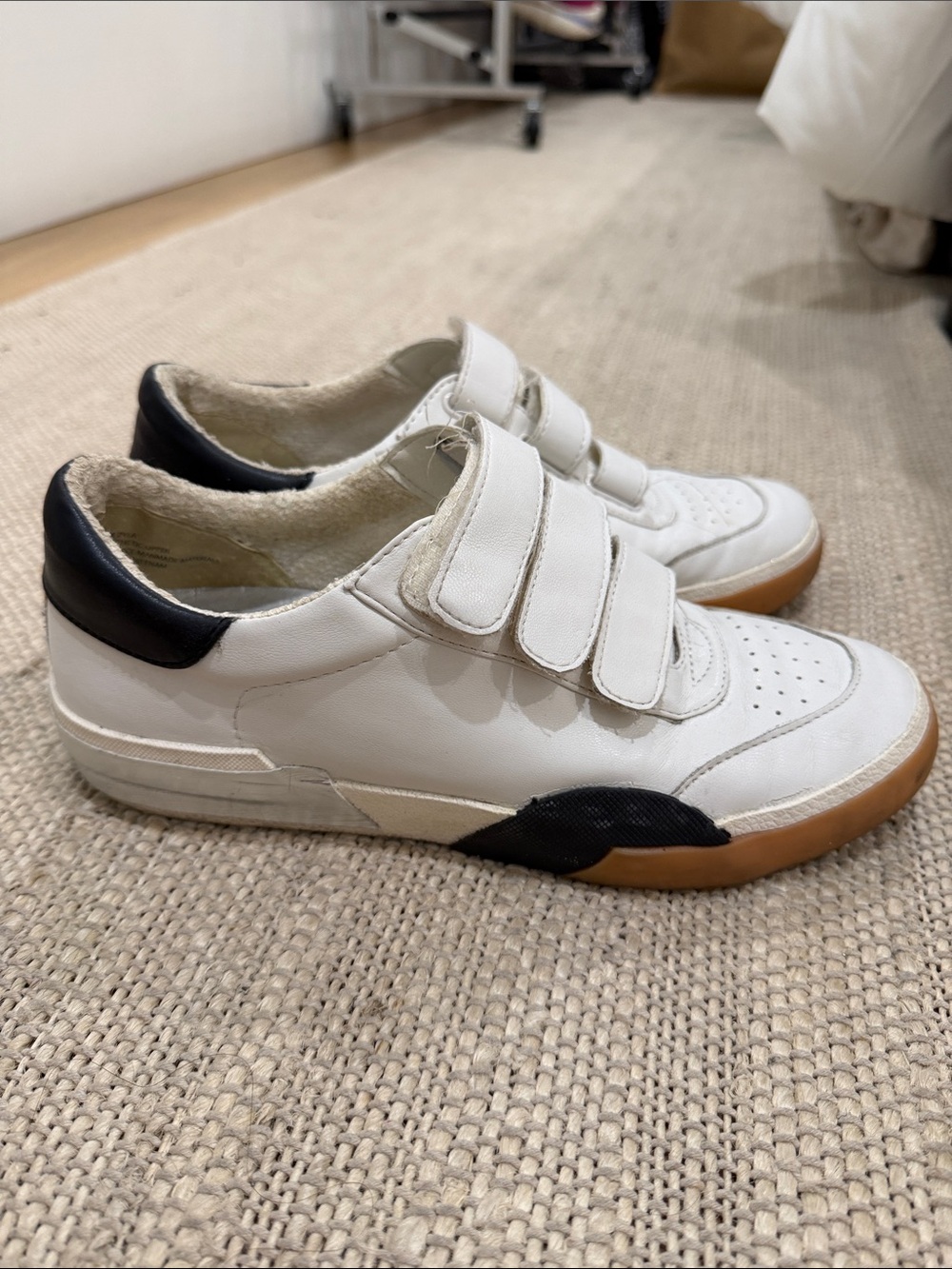 Dolce Vita White Velcro Sneakers with Black Heel